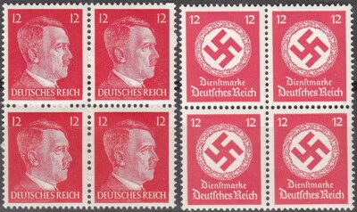 AUTHENTIC Historical Artifact Stamp Germany Blocks WWII 3rd Reich Hitler MNH 3 - Image 1 of 3