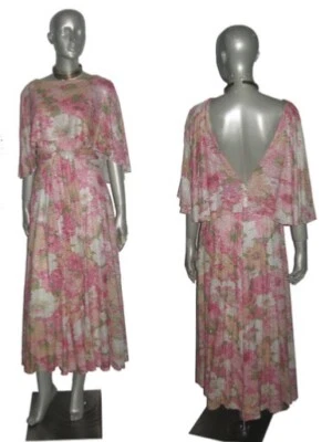 Vestido Discoteca De Colección Multicolor Pastel Floral Metálico Plateado Lurex Brillante Superposición Foto 1 de 4