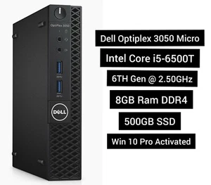 Dell Optiplex 3050 Micro MFF Core i5-6500T 2.5GHz 8GB 500GB Ssd Win 10 Mini PC - Picture 1 of 3
