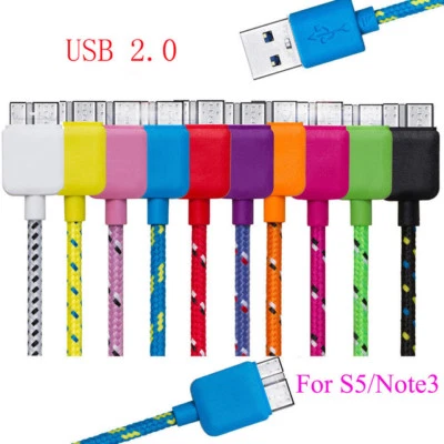 3.0 USB Fabric Braided data Sync Charger Cable FOR samsung GALAXY S5 & NOTE 3 - Image 1 of 4