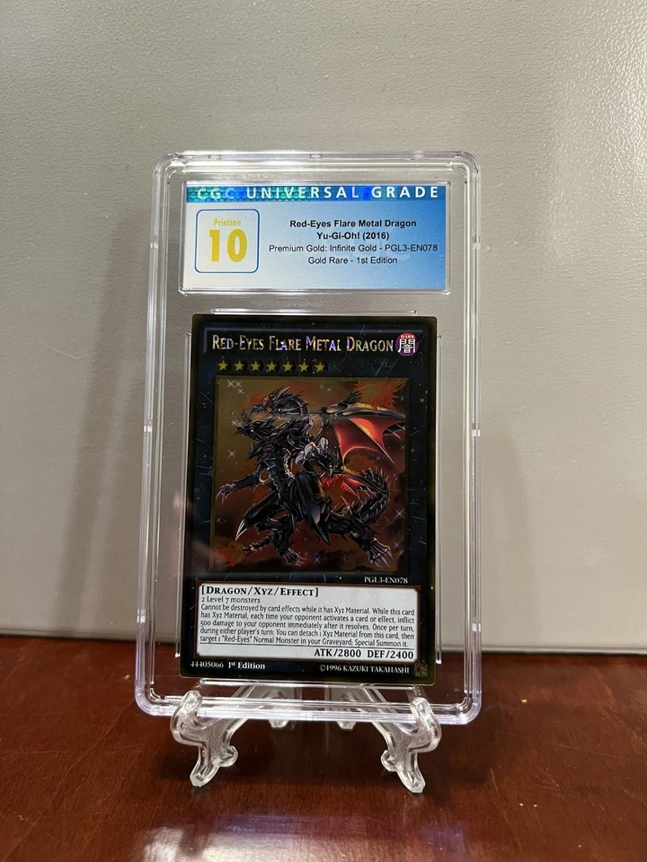 Yugioh Red-Eyes Flare Metal Dragon PGL3-EN078 Gold Rare 1st Ed CGC 10 Pristine - Image 1 of 2