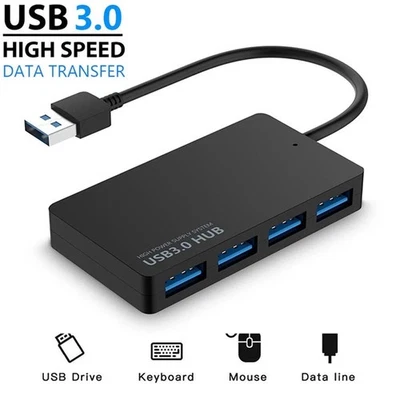 4-Port USB 3.0 Hub Splitter Multi Adapter High Speed For PC Mac Desktop Laptop - Image 1 of 4