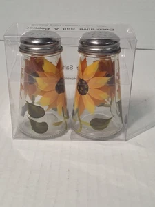 Sunflower Salt And Pepper Shaker Set, New In Package, Glass, Decorative - Picture 1 of 6