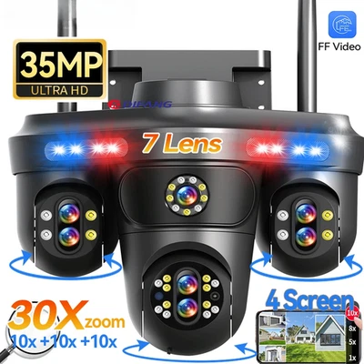 Cámara IP WiFi 35 MP 4 pantallas 7 lentes zoom 10X exterior inalámbrica PTZ cámara de seguridad Foto 1 de 4