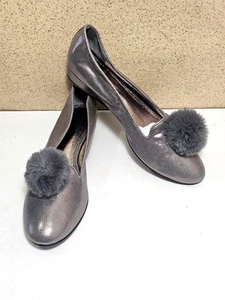 Papell Damengröße 5,5, 6 SILBER Ballerina mit Ledersohle Absatz Pumps Sandale Schuh - Bild 1 von 7