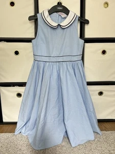 Jacadi Paris Girl's 10 Solid Light Blue white collared sleeveless twirl dress - Picture 1 of 7