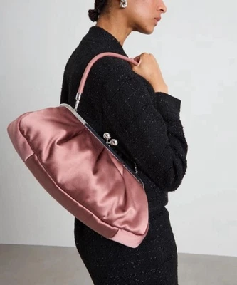🔥Clutch MAX MARA In Raso Di Seta Rosa🔥 Pink Silk Satin Clutch Helgawe - Imagen 1 de 4