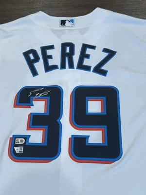 Eury Perez Signed Miami Marlins Nike Home White Baseball Jersey NWT & 2 COAs - Image 1 of 4