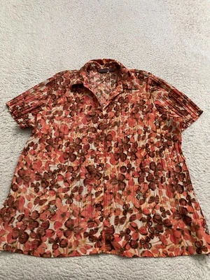 Camisa Laura Scott Mujer Floral Manga Corta Plisada Abotonada Multicolor Talla XL Foto 1 de 4