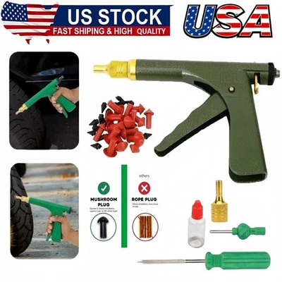 Tire Plugger Tubeless Tire Wheel Repair Gun Kit Mushroom Plug Probe Nozzle! New - Image 1 of 4