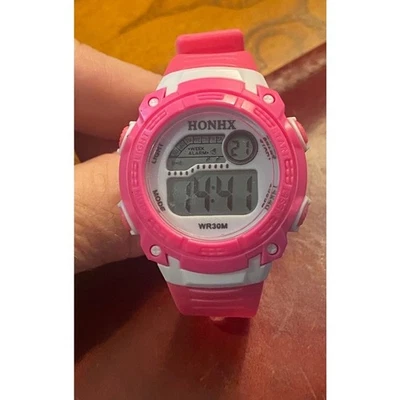 Reloj despertador Honhx de resina rosa 40 mm para mujer, WR 30M Foto 1 de 3
