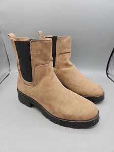 Old Navy Chelsea Boots Womens 9 Brown Caramel Chunky Pull On Casual Faux Leather - Picture 1 of 10
