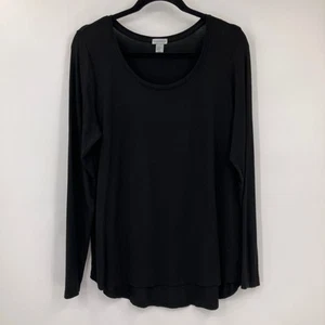 Paraphrase schwarz Basic leichtes Langarm lockere Passform Rundhals Tee T-Shirt - Bild 1 von 4