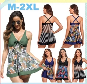 Women's Tankini Swimsuits Athletic 2Piece Bathing Suits with Shorts Tank Tops US - Picture 1 of 21