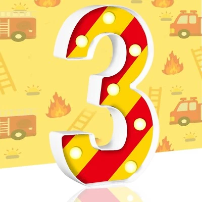 Fire Truck LED Number Lights - Firefighter Birthday Party Decorations, LED Light - Image 1 of 4