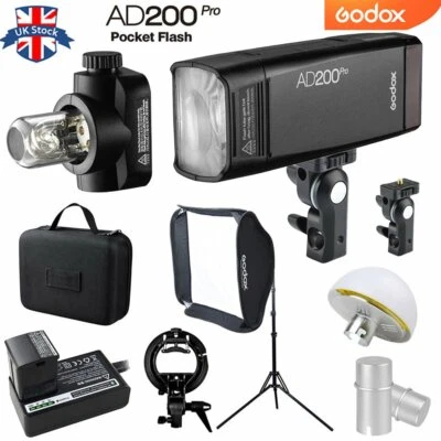 Godox AD200Pro TTL 2,4 G flash tascabile da esterno + kit softbox staffa tipo S 60 * 60 cm