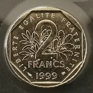 2 FRANCS SEMEUSE 1999 BU 25500 EX. / UNC SEALED DU COFFRET / FRANCE - Bild 1 von 2