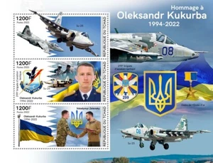 Oleksandr Kukurba Tribute to Hero Ukrainian Pilot MNH Stamps 2022 Chad M/S - Picture 1 of 1