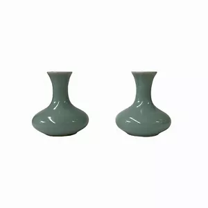 2 x Chinese Clay Ceramic Wu Celadon Green Small Vase Container ws1619 - Picture 1 of 3