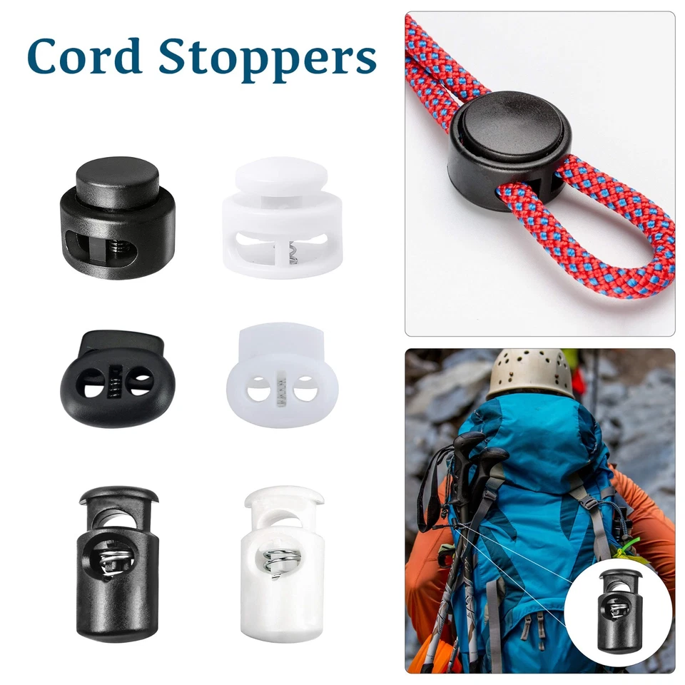 Drawstring Spring Loaded Plastic Toggle Stopper Cord Lock for Shoelace Jackets - Image 1 of 1