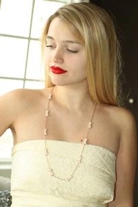 kate spade new york TAKE A BOW long STATION necklace PALE PINK SCATTER beau - Picture 1 of 12