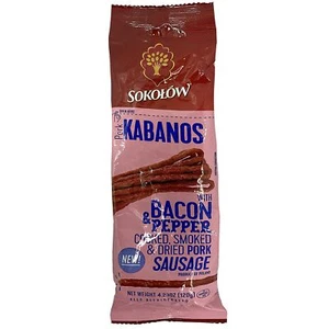 Sokolow Kabanosy Pepper & Bacon No Phosphates Kabanos Sticks 120g | Pack of 3 - Picture 1 of 2