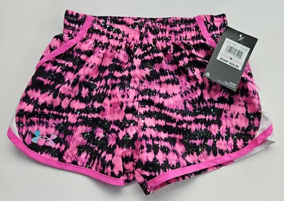 UA Under Armour Little Girl's 6 Shorts Short Pants Bright Pink Black - Image 1 of 2