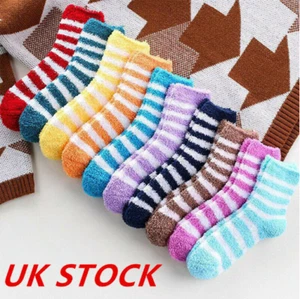 Winter 6 Pairs Ladies Striped Warm Bed Cosy Lounge Soft Floor Fluffy Socks Decor - Picture 1 of 6