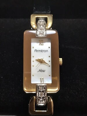 ARMITRON NOW GOLD/SILVER TONE W/CLEAR RHINESTONES CUFF STYLE LADIES WATCH NEW - image 1 of 4