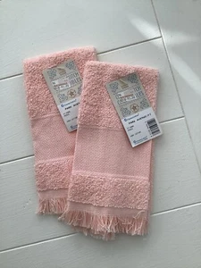 Charles Craft Fingertip Towels PEACH Set Of 2 14 Count Aida Park Avenue NWT - Picture 1 of 3