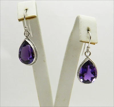 ORECCHINI IN ARGENTO 925 CON GOCCE DI AMETISTA IDROTERMALE FACCETTATA AGHT 013 - Immagine 1 di 3