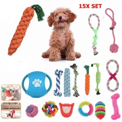 15x Dog Toy Set Rope Chew Toy Interactive Pet Dog Puppy Toy - Image 1 of 4