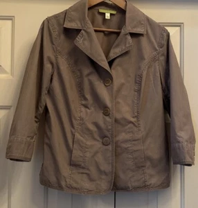 2005 Womens SIGRID OLSEN Khaki JACKET Size 12 100% COTTON Segrets Buttons EUC - Picture 1 of 13