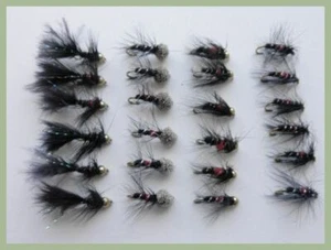 Bibio Pattern Trout Fishing Flies, 24 Pack, 4 designs, Mixed Size 10/12 - Picture 1 of 5