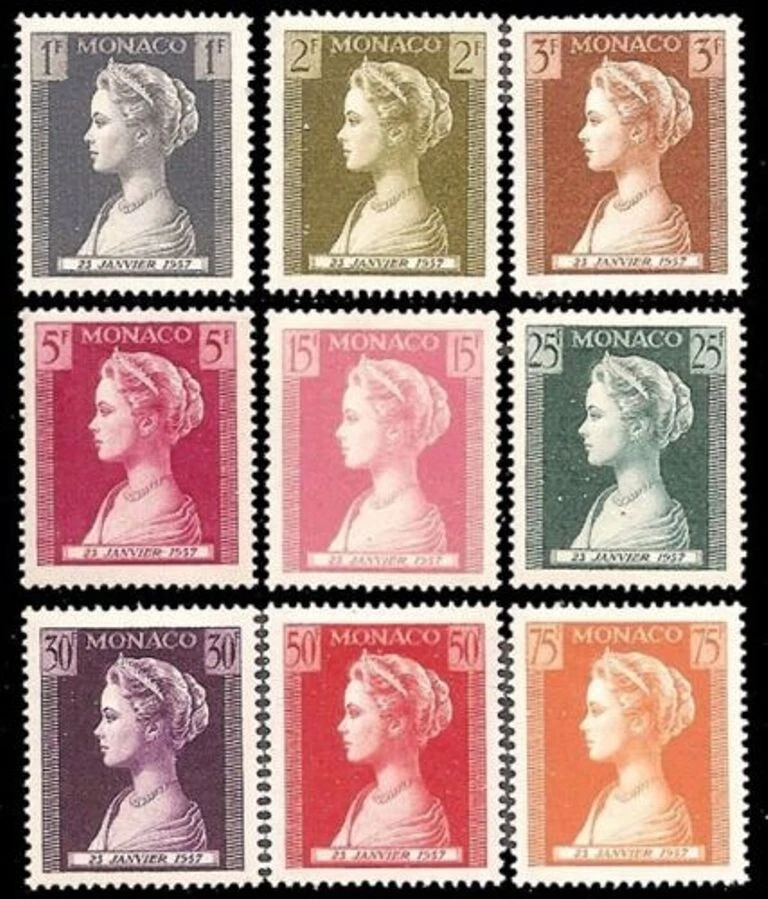 MONACO YVERT 478-486  " GRACE KELLY BIRTH OF PRINCESS CAROLINE SET 1957" MNH VVF - Image 1 of 1