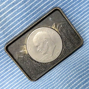 US Eisenhower Dollar Belt Buckle 1776 1976 American Bicentennial Vtg 70s .GTA707 - Picture 1 of 7