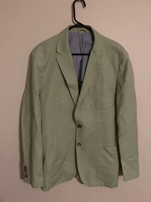 Blazer Traje Chaqueta Peter Millar Lino Algodón Verde Pastel Preppy - XLarge Largo Foto 1 de 4