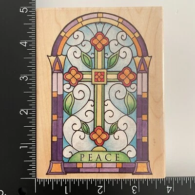 Rubber Stampede Stained Glass Peace Cross Religious A1815G Rubber Stamp - Image 1 of 3