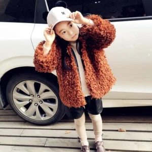 Winter Girls Boys Kids Faux Tibet Sheep Fur Short Coat Children Outwear Warm New - Picture 1 of 21
