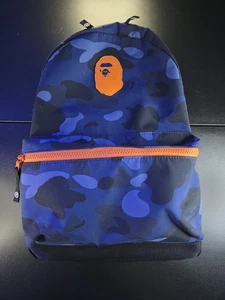 A Bathing Ape Bape Camo Mini Backpack Blue/Orange Rare - Picture 1 of 16