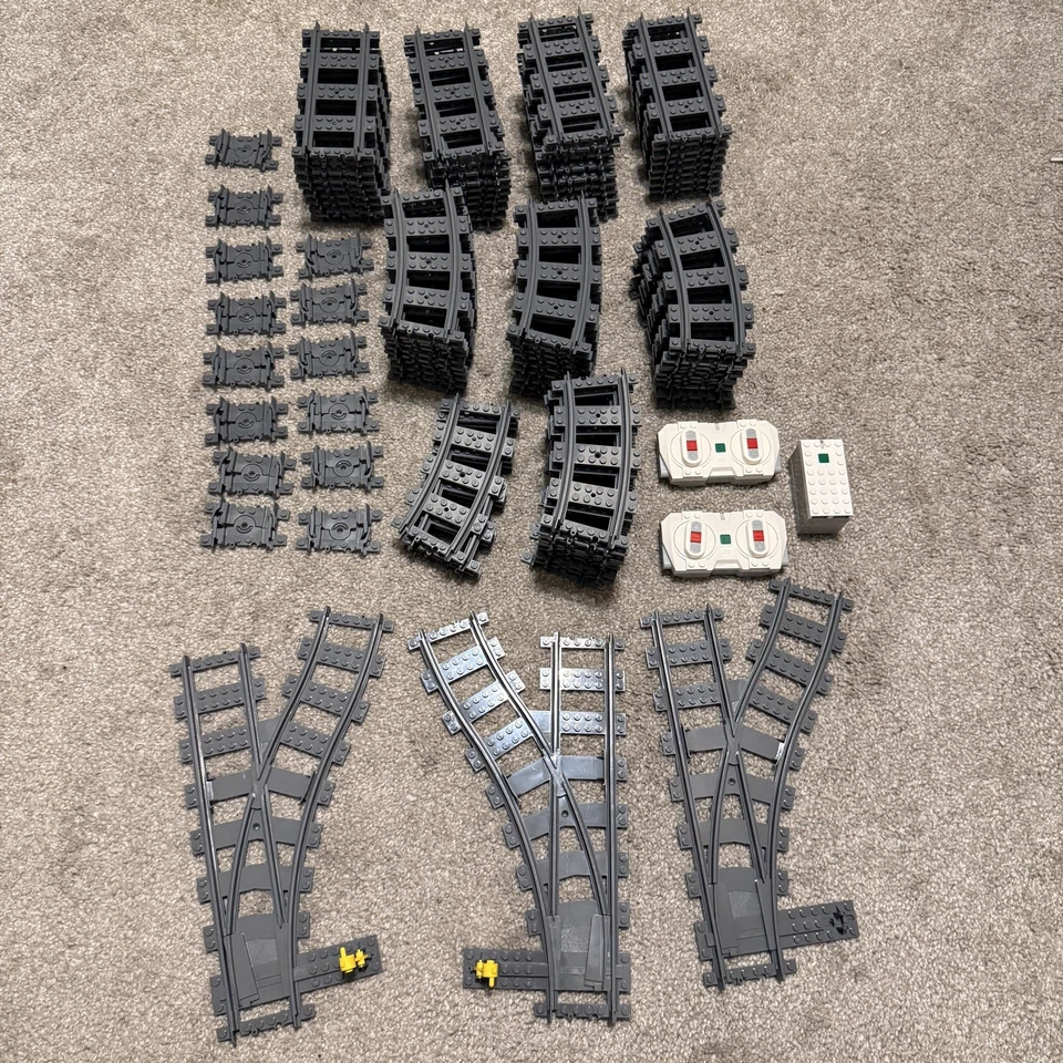 LEGO World City Train Track Vintage LOT 100 Curved Straight Other + Power remote - Image 1 of 4
