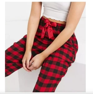 Hollister Large L Red Buffalo Check Plaid Flannel Jogger Pajama Lounge Pants - Picture 1 of 8