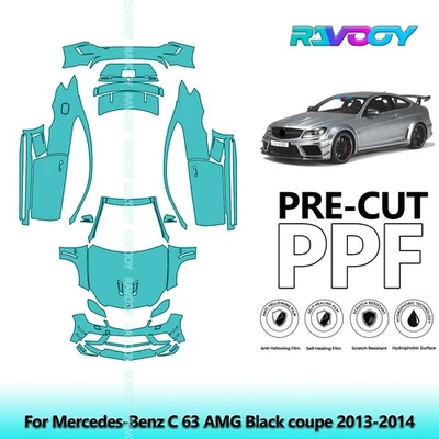  Película de protección de pintura PPF para Mercedes-Benz C 63 AMG cupé negro 2013-2014 Foto 1 de 4