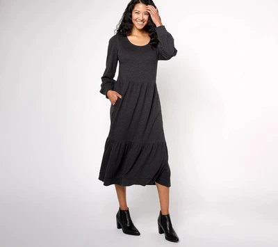 New Denim & Co. Canyon Retreat Easy Midi Boot Dress Womens Size 1X -Washed Black - Image 1 of 3