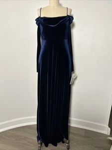 Vintage 90s Y2K NWT Jessica McClintock Royal Blue Velvet Formal Gown Prom Dress - Picture 1 of 10