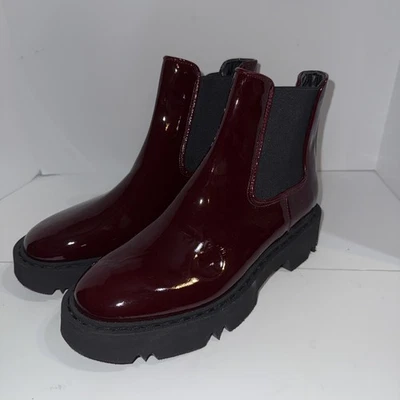 STIVALI CHELSEA AQUATALIA HAYLIE VERNICE PELLE PLATEAU BORDEAUX 10 $550 - Immagine 1 di 4