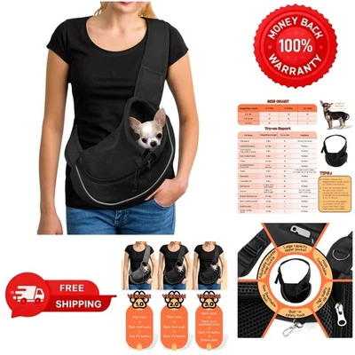 Comfortable Soft Mesh Pet Sling Carrier: Stylish Solution for Active Pet Owners - Image 1 of 4