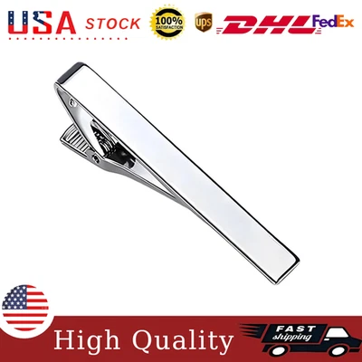 2.2" Inches Tie Clip Bar Necktie Silver Mens Clasp Clamp Silver Stainless Steel - Image 1 of 4