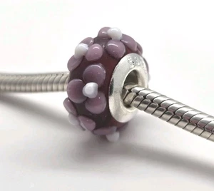 🩷Dije de cuentas de cristal de Murano con flor púrpura genuino plata de ley S925 🩷 - Imagen 1 de 6