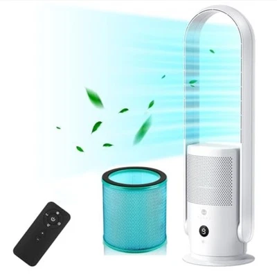 Bladeless Tower Fan with HEPA Air Purifier Quiet Cooling & Clean Air 80cm CR022 - Image 1 of 4